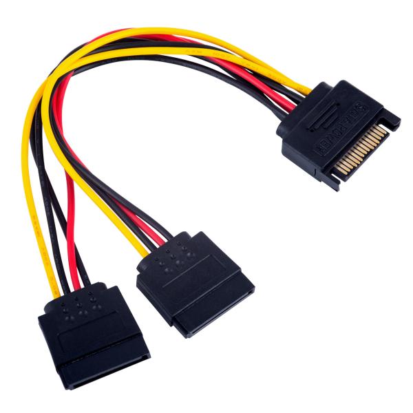 Quality Hard Disk Power Internal Power Cables 15 Pin SATA Male To 2 Female 15 Pin Power HDD Splitter 1 To 2 Extension Cable for sale