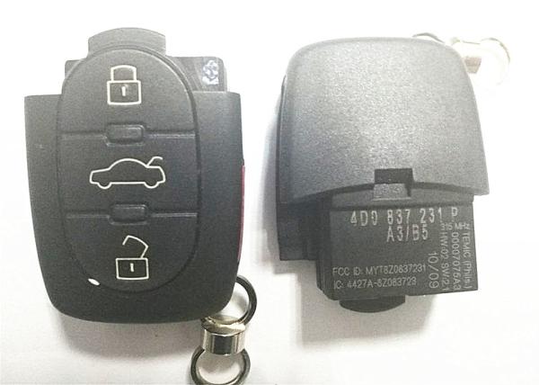 Quality Black Auto Key Fob / Audi Remote Key MYT8Z0837231 3+1 Buttons OEM Quality for sale