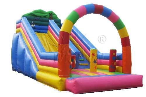Quality Rainbow Style Inflatable Dry Slide , Non Toxic PVC Blow Up Slide for sale