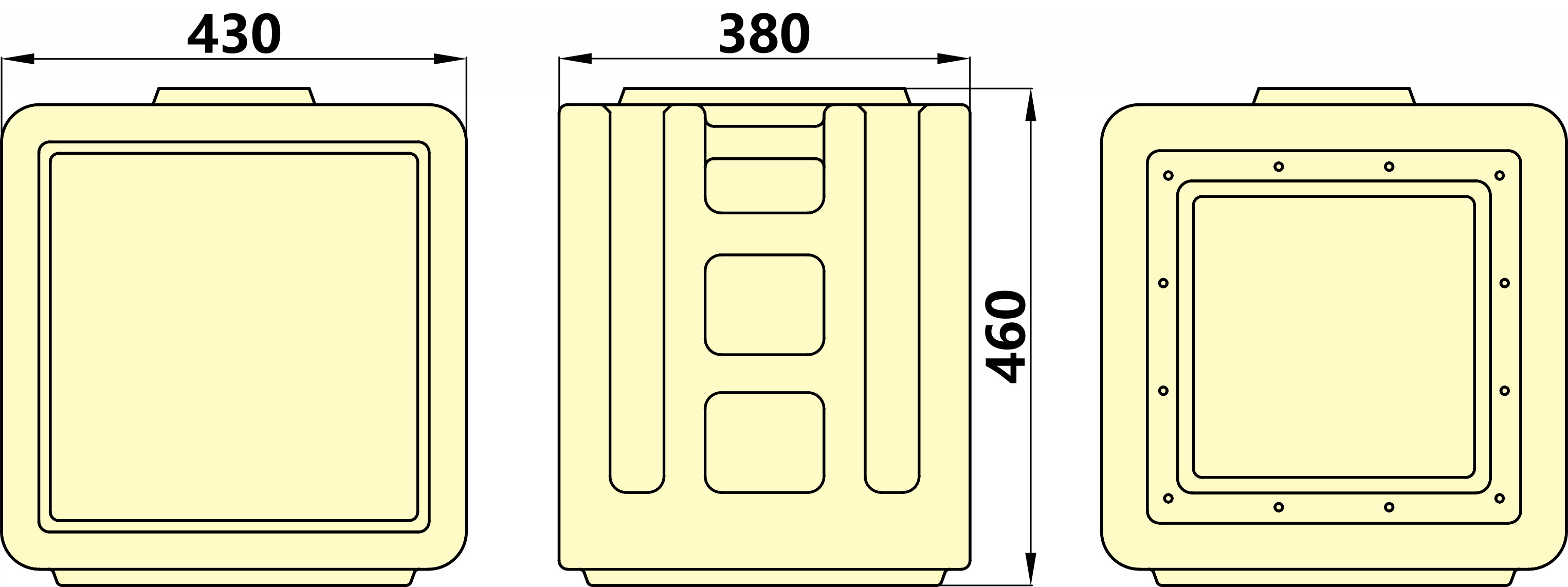 Syntax MD1 Three Phase 400A HDPE Portable Distribution Box IP67 With UL Listed Nema Sockets 430x380x460mm