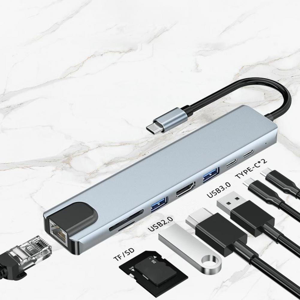 8 In 1 USB C Hub Adapter Type C Kabel Naar 4K 60hz Converter Ethernet