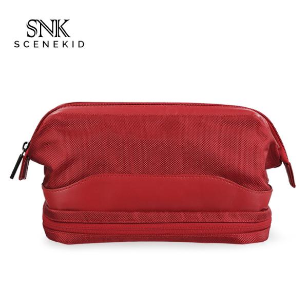 Quality Double Zipper Travel Men PU Polyester Cosmetic Bag for sale