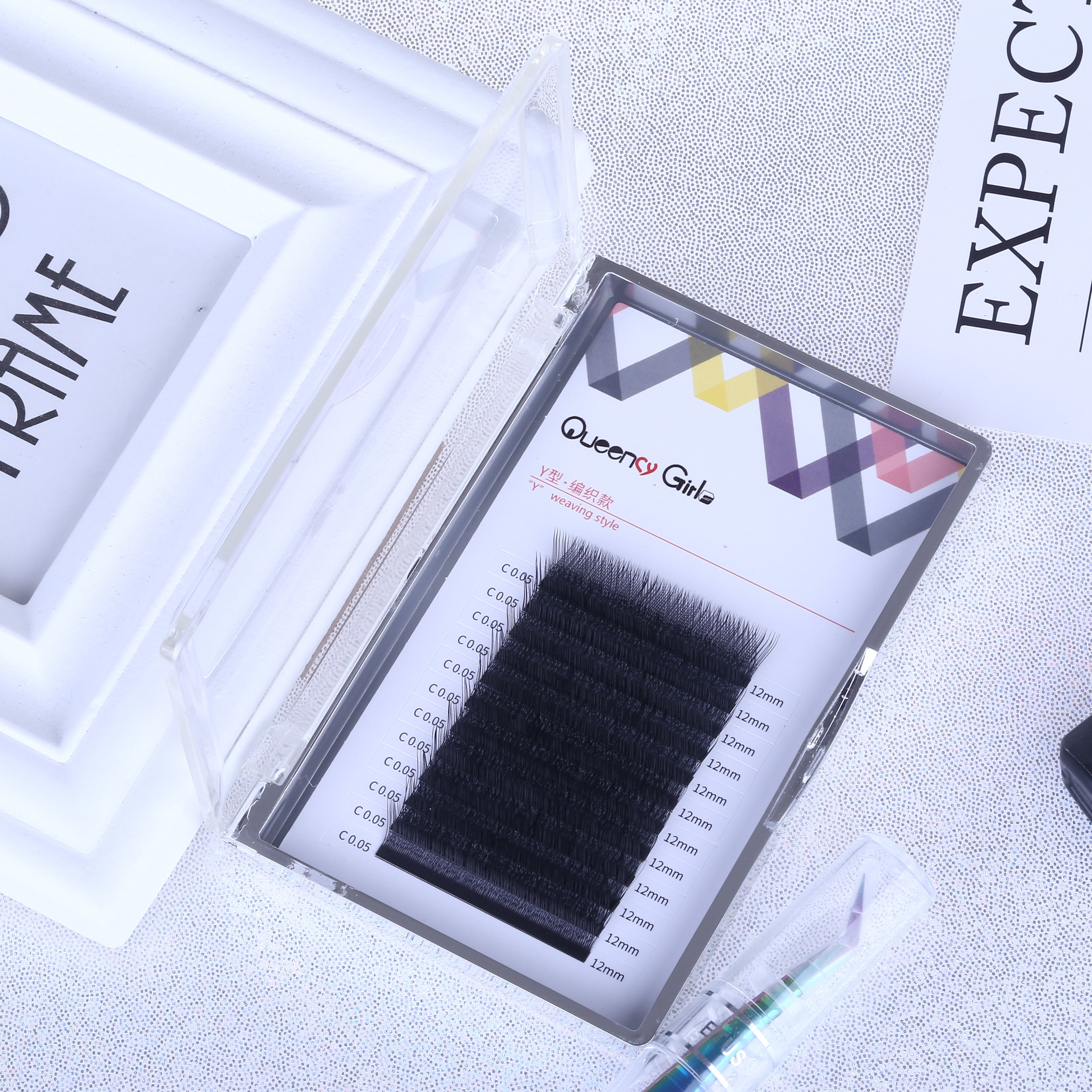 Hand Made Individual Eyelash Extensions 0.05mm Y Shape Synthetic Hair Material