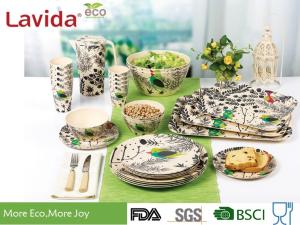 Nordic European Style Bamboo Fiber Tableware Unique Rustic Texture For Restaurant / Home
