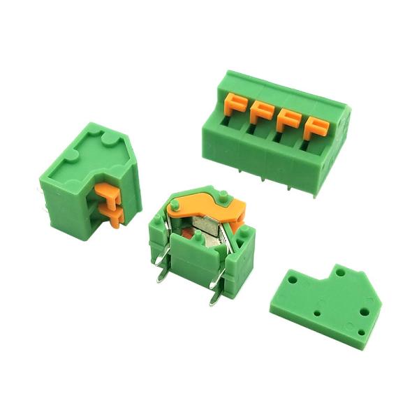 Quality 5.08mm 0.2” Pitch Screwless Spring Clamp PCB Terminal Blocks Jointable Green for sale