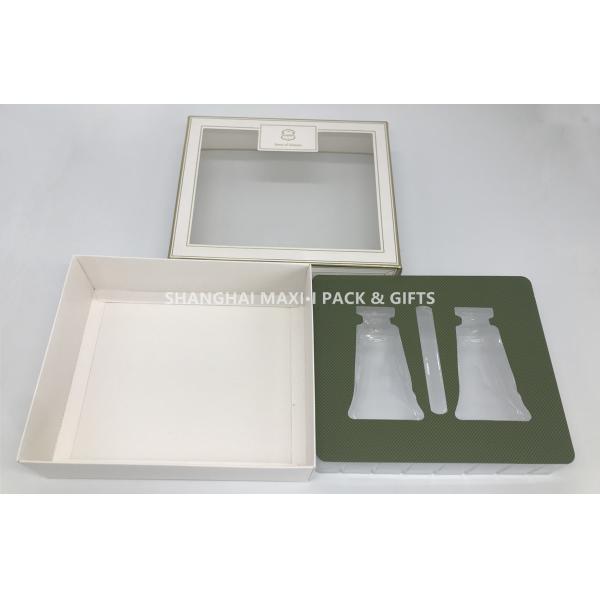 Fancy Square Cardboard Gift Boxes With Lids Clear Pvc Window Plastic Tray Foldable