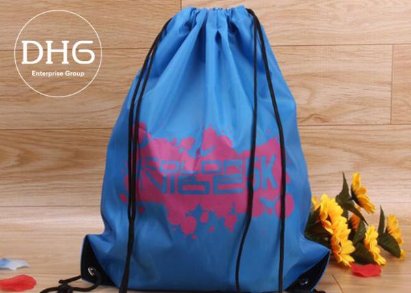 Quality Gym Sack Drawstring Bag Backpack , Waterproof String Backpack Navy Blue for sale