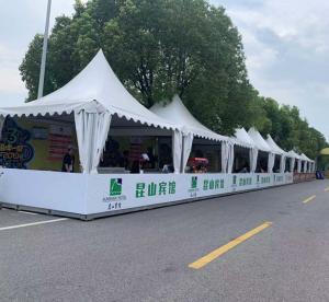 China 4m Connected Pop Up Pagoda Tent With PVC Rain Gutter Gazebo Use on sale