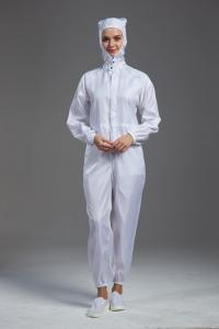 Buy cheap Anti Static ESD autoclavable cleanroom white color coverall garment with hood  for class 100 product