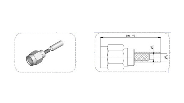 Male Plug SMA Straight Crimp RF Coaxial Connector For RG174 TOP-SMA-1