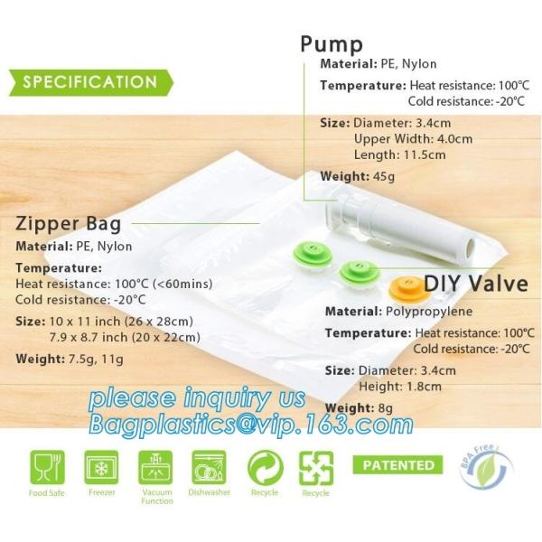 Disposable Transparent Vacuum Sealer Food Storage Plastic Packaging Roll Bag for Food Sealed, Textured Food Freshness St