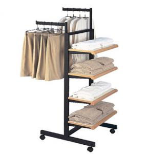 Buy cheap Custom Size Retail  Store Display Stand Metal Clothes Rack With Shelves product