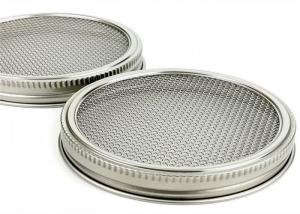 China Round 304SS Mason Jar Sprouting Lids With Metal Screen Non Rusting on sale