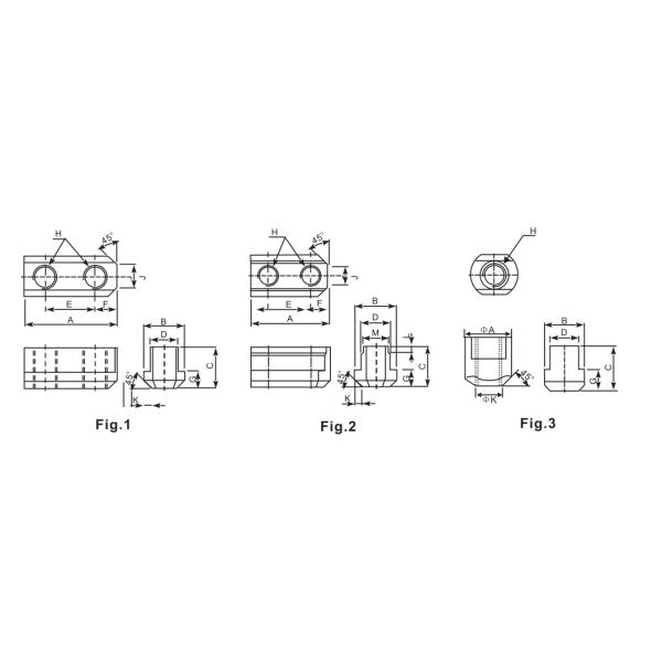 HIGH QUALITY STANDARD T NUTS FOR NON-THROUGH HOLE POWER CHUCK