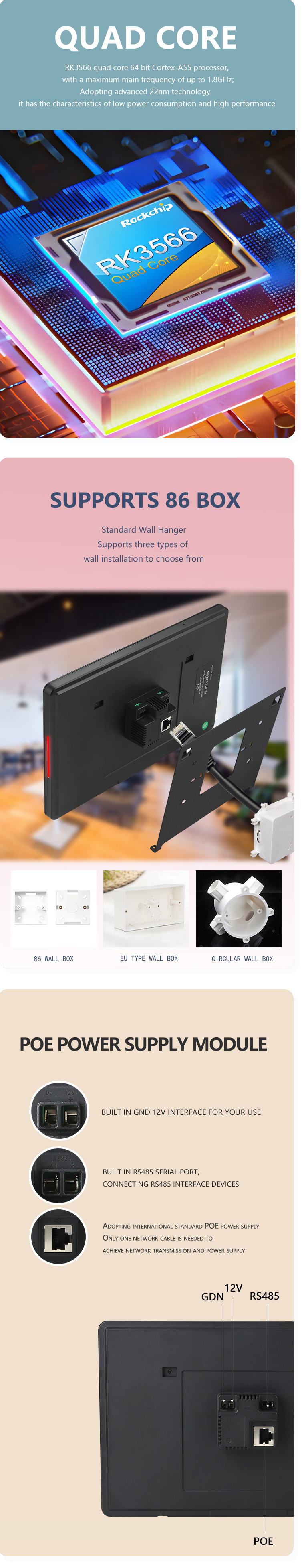 8 inch Android Monitor Smart Home Tablet with 1280×800 Android 11 OS