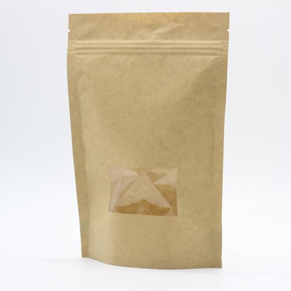 Doypack See Through Pouches 180 Microns Brown Paper Bags With Clear Window