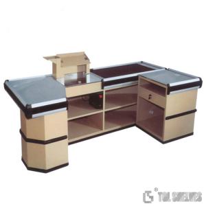China Stainless Steel Supermarket Checkout Counter With Conveyor Belt on sale