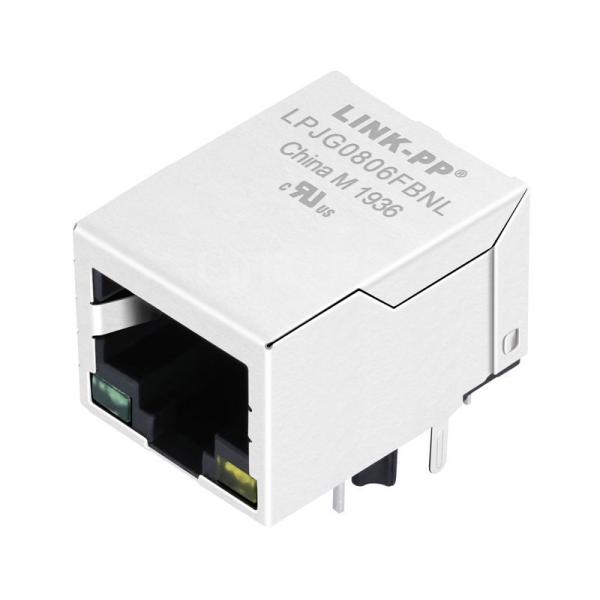 Quality Hanrun HY911130A Compatible LINK-PP LPJG0806FBNL 100/1000 Base-T Tab Down Green/Yellow Led 1 Port Amp Shielded RJ 45 Magjack Connector for sale
