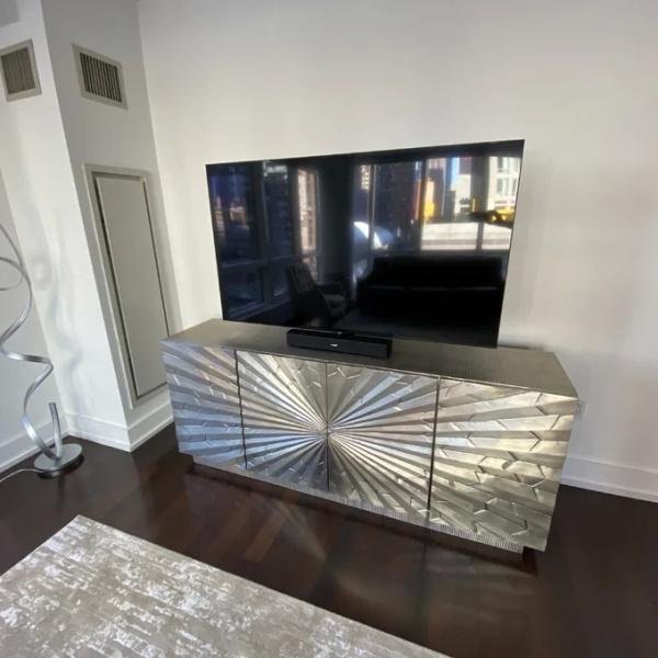 Mirrored Metal Sideboard Cabinet TV Stand Buffet Storage Unit OEM