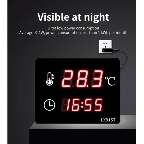 LX915T-A QMZMRCLT High Accuracy Water Thermometer Digital - Dual External Probes Big Screen for Swimming Pool Sauna Room Indoor