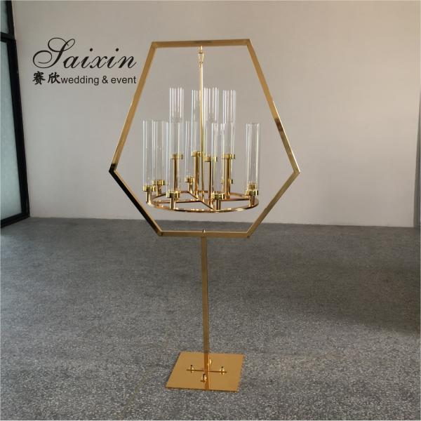 Gorgeous 5 arms gold globe candelabra wedding table center pieces