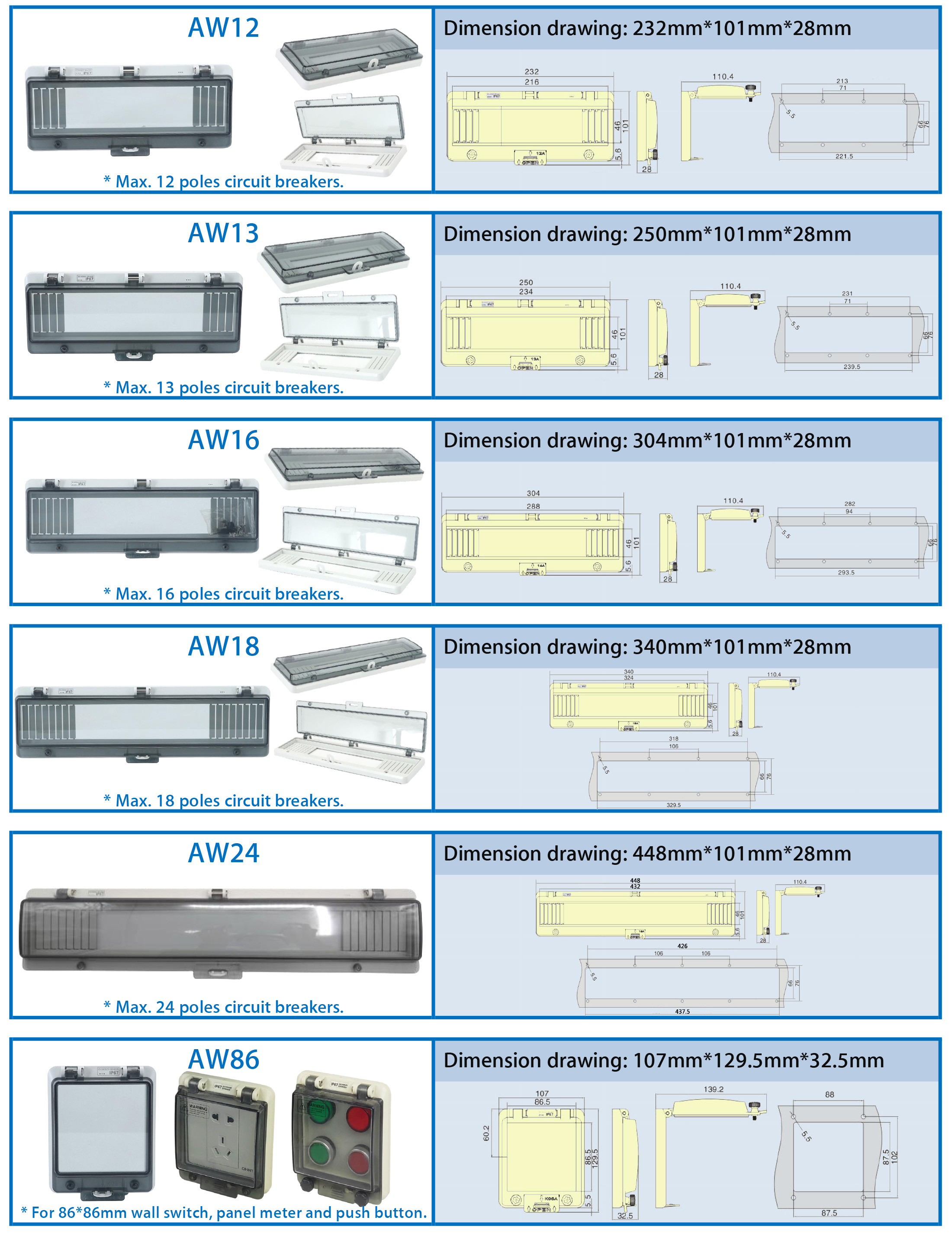 Syntax AW400B IP67 Waterproof Hinged Window For For Push Buttons With Screws 200*215*45mm