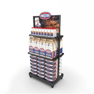 China Retail Store Metal Display Stands Floor Display Unit For Grilling Charcoal Briquette Pack on sale