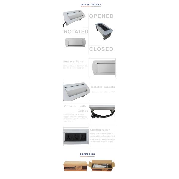 Hidden table multimedia aluminum alloy flip up office desk socket