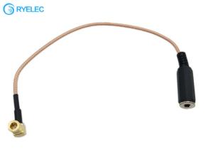 China Female Aux 3.5mm AUX Audio Stereo Jack To Right Angle SMB Female Connector Cable on sale