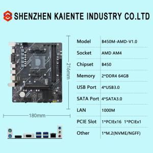 Buy cheap Desktop AMD B450 AM4 Gaming Motherboard 2*DDR4 64G For AMD A12 A10 A8 Ry product