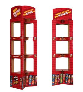 China Foldable Flooring Racking Display Cardboard Candy Carton Product POP Store Shelf Display Rack Stand on sale