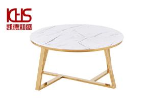 China Luxury Round Seamless Butt Joints MDF Coffee Tables QC Marble Glass Side Table on sale