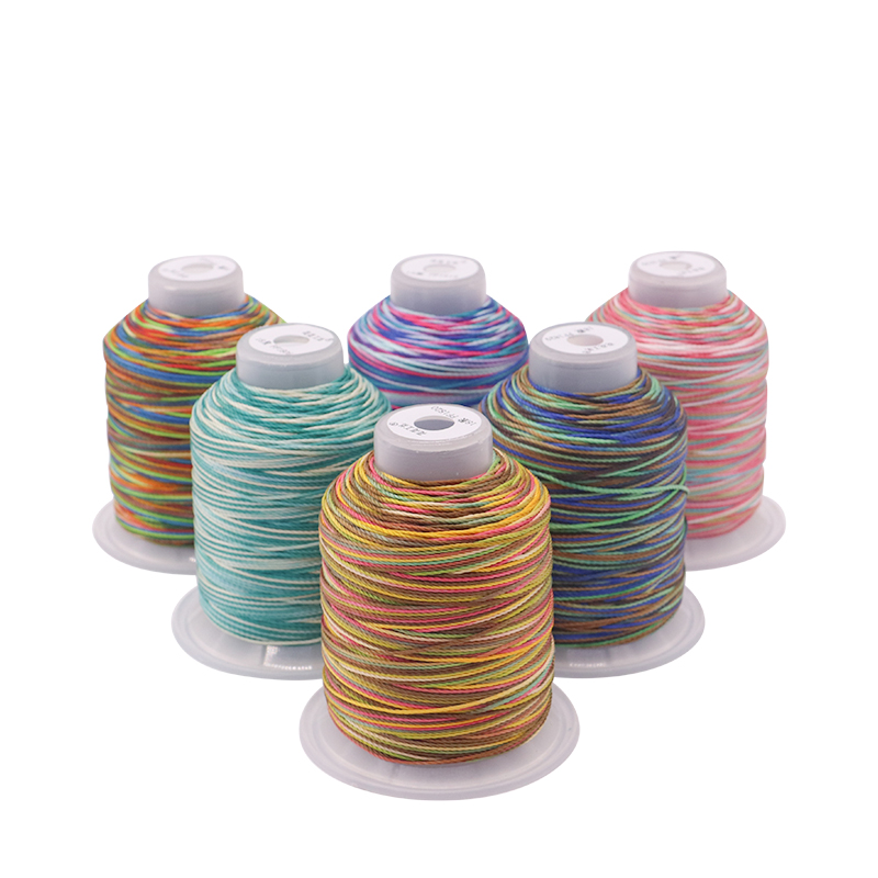 Plastic Cone Material Multi Color Rainbow High Tenacity Polyester Sewing Thread Spool