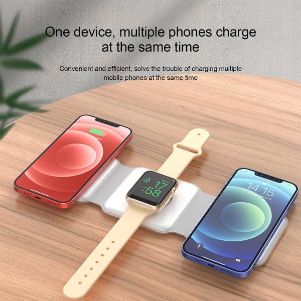 Portable Foldable All In One Wireless Charger Iphone Iwatch Earphone White Black Color Only 0.35kg