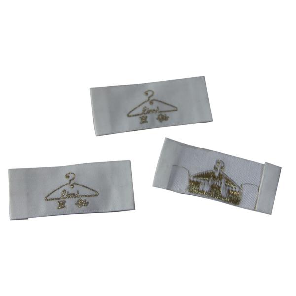 Gold Yarn Crochet Clothing Woven Labels , Customized Woven Labels