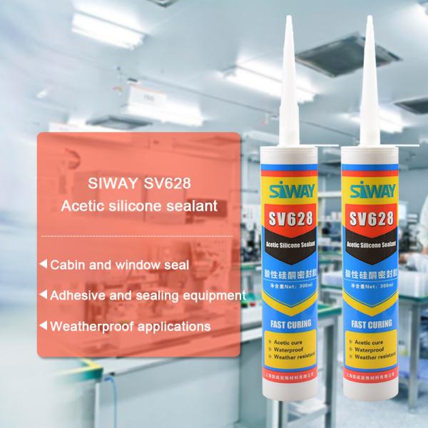 Quality 590ml Acetic Cure Silicone Sealant , Acetoxy Silicone Sealant Cartridge  Packaged for sale