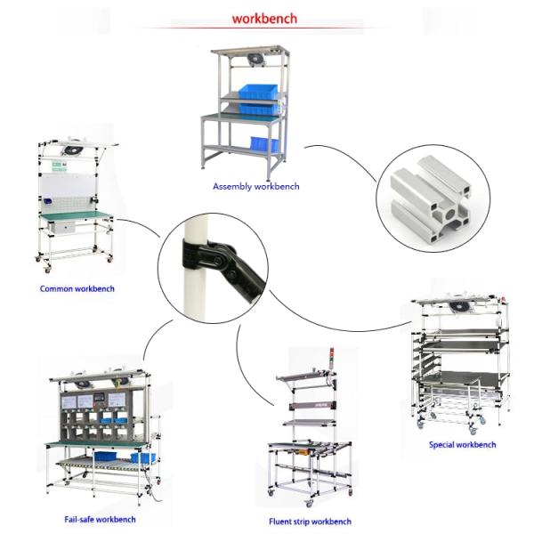 Antistatic Electronic Work Table Easy Assembly Light Duty Lean Tube Workbench