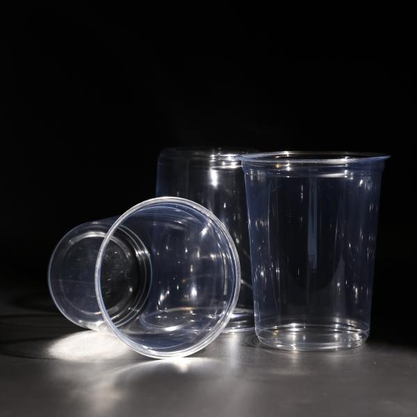 Quality 32OZ Food Grade Plastic PET Cup With Dome/Flat Lid Disposable Cold Coffee Cups for sale