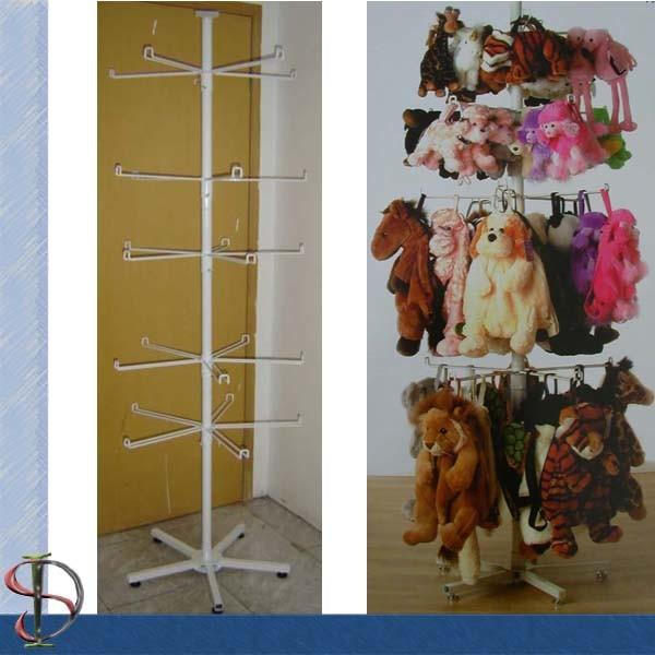 Quality Metal Display Rack with hooks for brand gifts / White TOY PET CARRIER / Spinner Rack for plush toys / POP display stand for sale