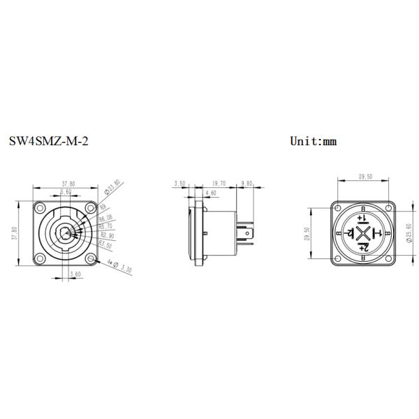 Chassis Loudspeaker Connector Waterproof 4 Pin Male Connector