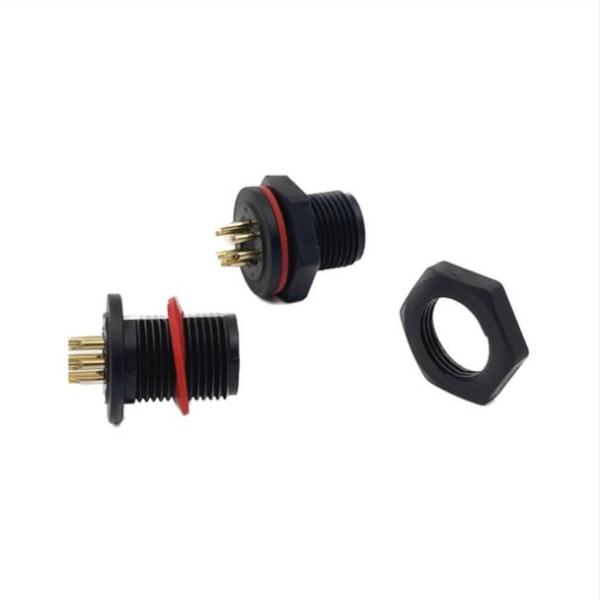 Male PCB 6Pin Circular Connector PA9T Gold Plated Customized