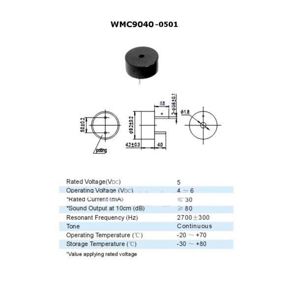 Voice Electromagnetic Buzzer With Circuit of 9 x 4 mm , Simple Electronic Buzzer
