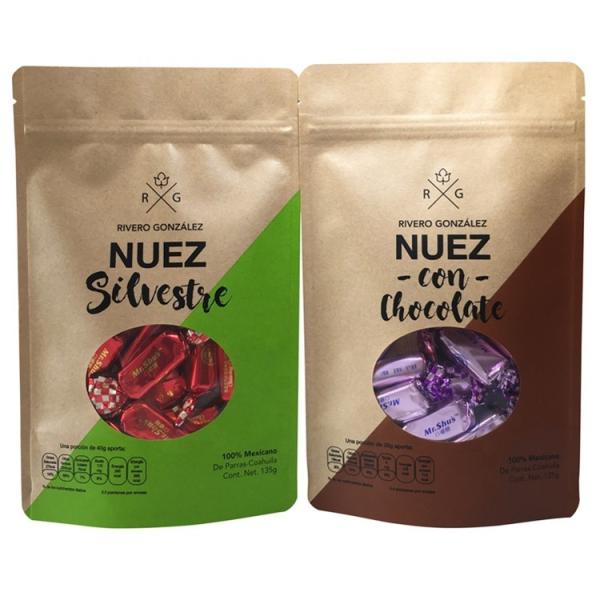 stand up pouch bag with clear window paper bag for coffee bean