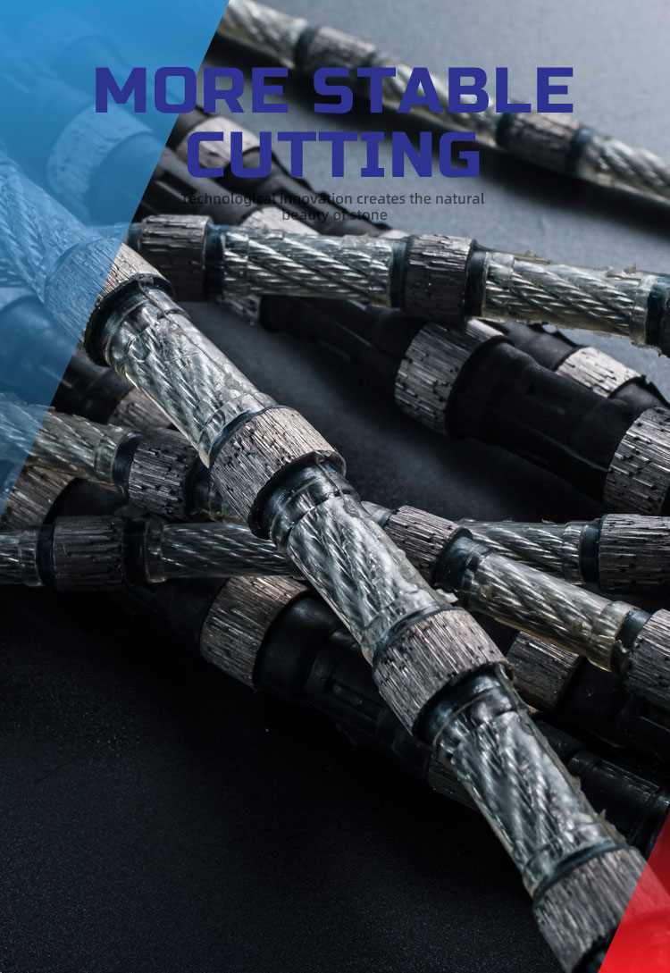 Cutting 8.3mm Bead Plastic Diamond Wire Saw for Granite Block Squaring and Profiling