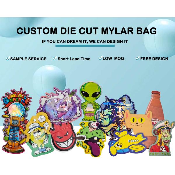 Custom holographic Mylar bags with resealable zipper closure