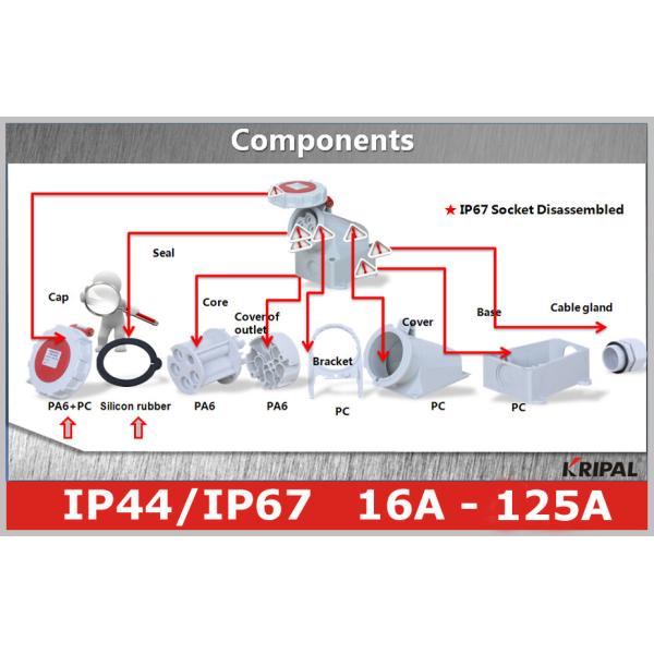 16A 32A 63A 125 Amp Wall mounted Industrial Socket Outlets Appliance Inlet