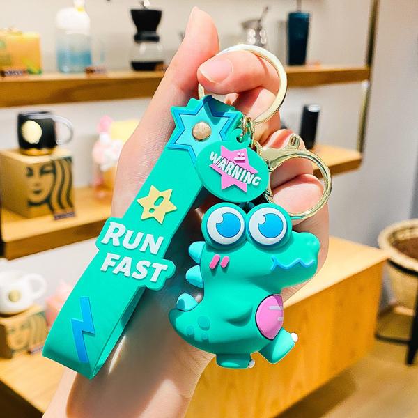 Cute Cartoon Keychain Pendant Silicone Stationery Novelty Dinosaur Charm Keyring For Boys Girls