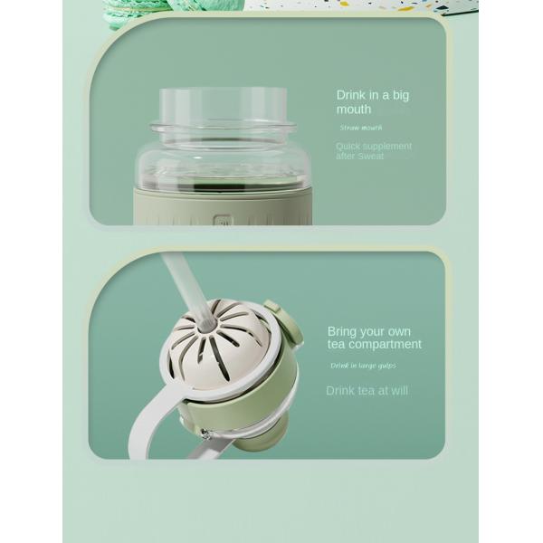 Multiple Color 750ml/1000ml Tritan Plastic Water Bottle With Straw Portable Pop Up Top Water Bottle With Tea Water Separation Non Leakage Easy To