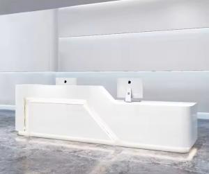 China Customized Desk Office Reception Desk Modern Office Furniture Paint Front Desk Reception Counter on sale