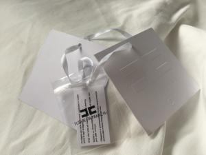 China Debossed Logo White Card Clothing Hang Tags With String Custom Size on sale